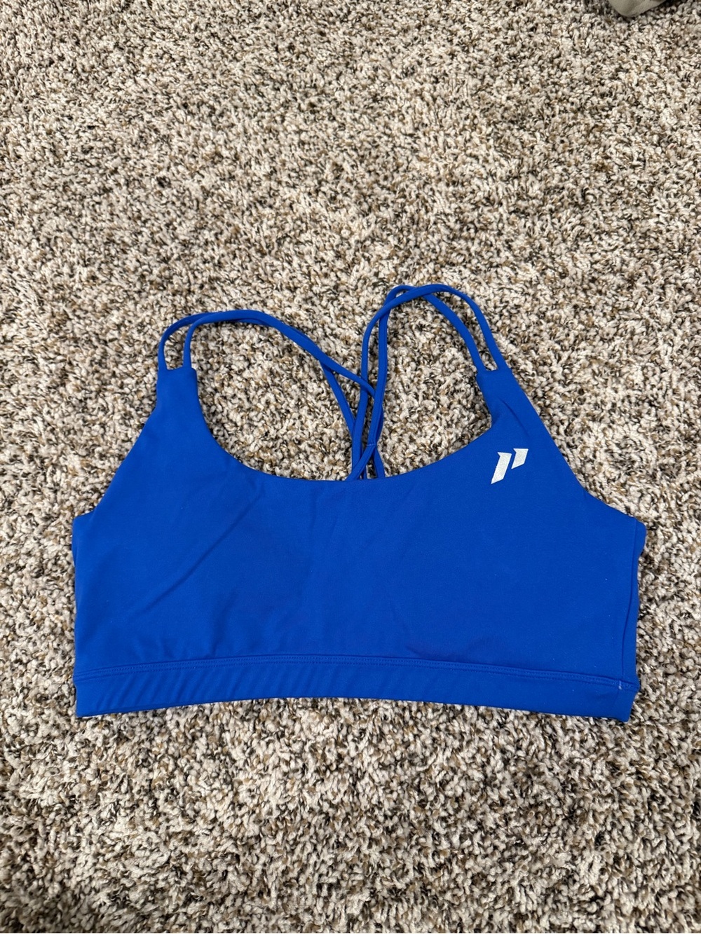 Blue Strappy Performance Sports Bra with Crisscross Back